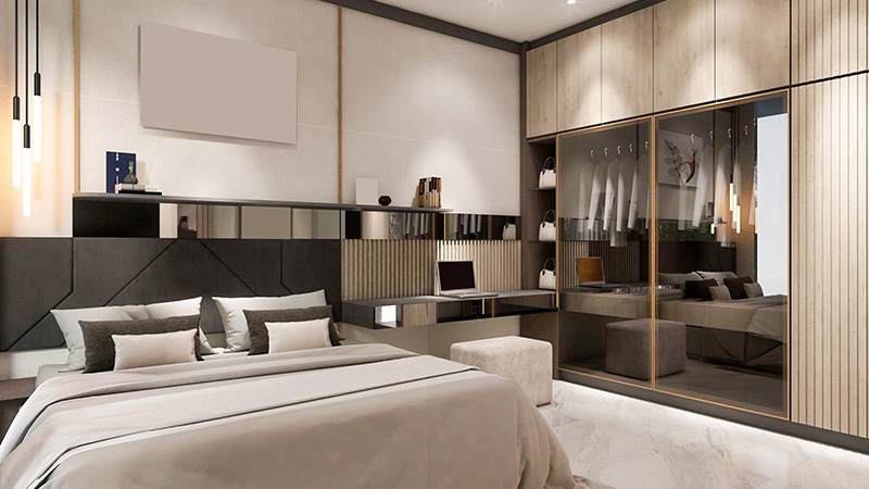 Projetos raesa modern bedroom with wardrobe